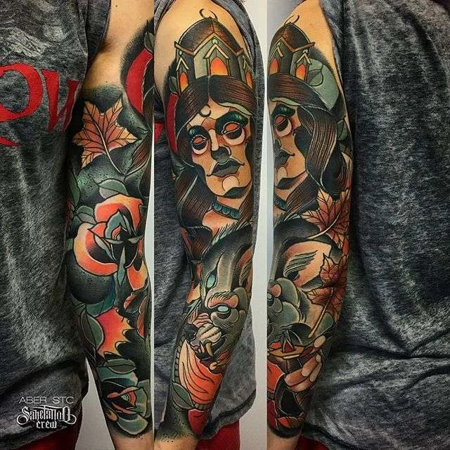Tatuaggi neotradizionali da Achilleas Aber